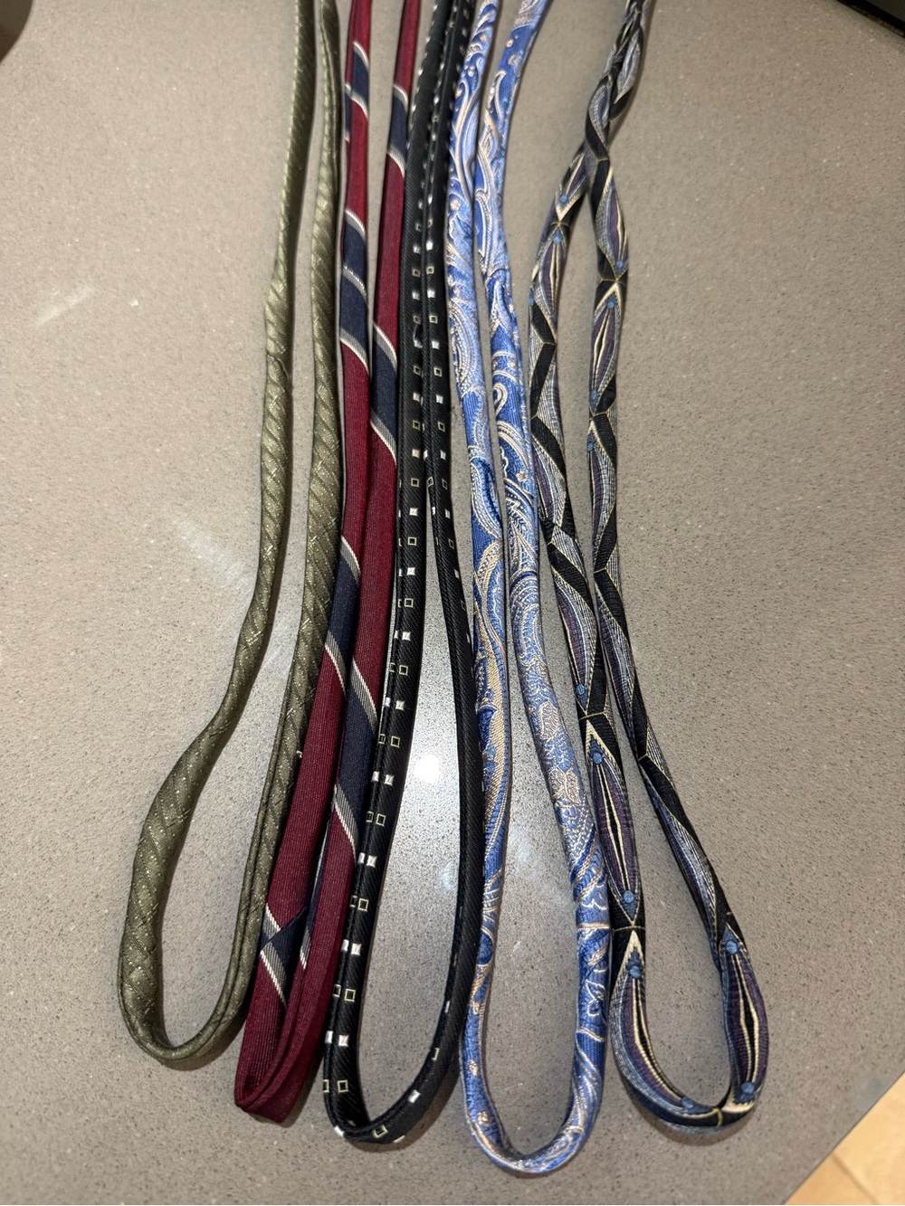 Upcycled handmade silk tie cords multi colors bundle. See photos for using them.